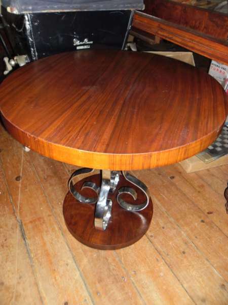 ART DECO ROSEWOOD AND CHROME TABLE