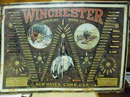 WINCHESTER TIN SIGN ( 1974 REPLICA OF 1890 SIGN)