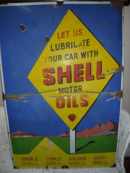 ORIGINAL ENAMEL SHELL SIGN ( POSSIBLY 1950's, ( 1200 x 810 cm)