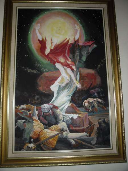 OIL ON BOARD THE RESURECTION OF CHRIST : CAPE TOWN ARTIST FANIE MARAIS