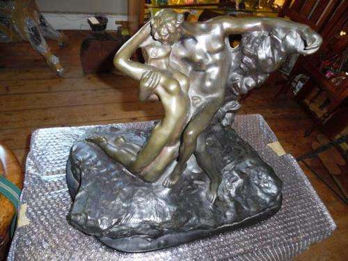 BRONZE: THE KISS SIGNED RODIN ( 42 X 47 X 32 CM )