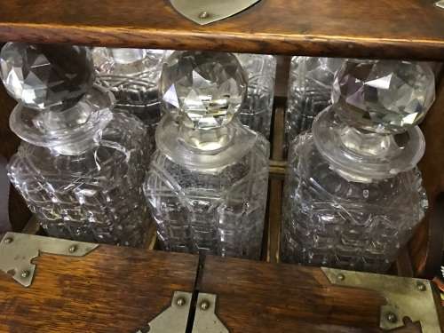 Victorian Oak Tantalus