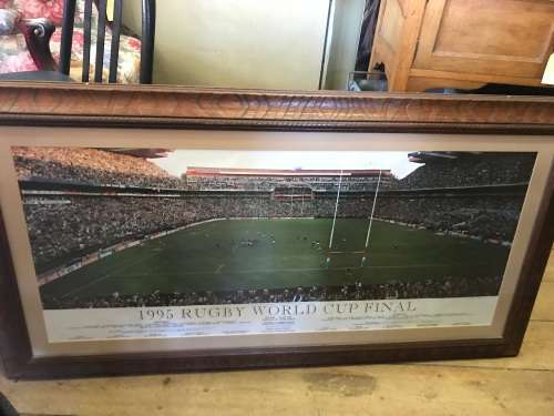 Rugby World Cup: 1995 The Drop framed behind glass (115 x 62 cm )
