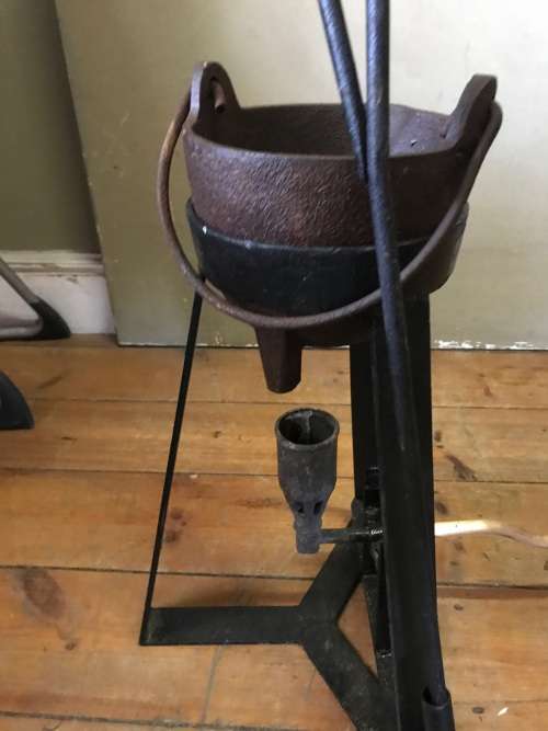Vntage Cast Iron Melting Pot and Tools ( 49 cm high)