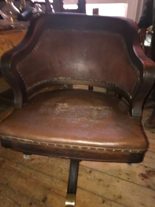 Office Chair: Mahogany and Leather on castors