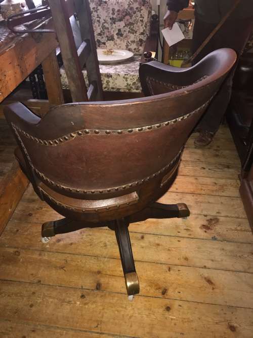 Office Chair: Mahogany and Leather on castors