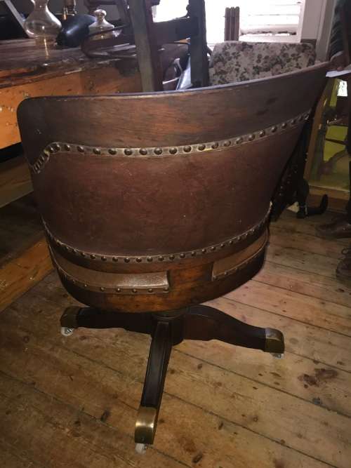 Office Chair: Mahogany and Leather on castors