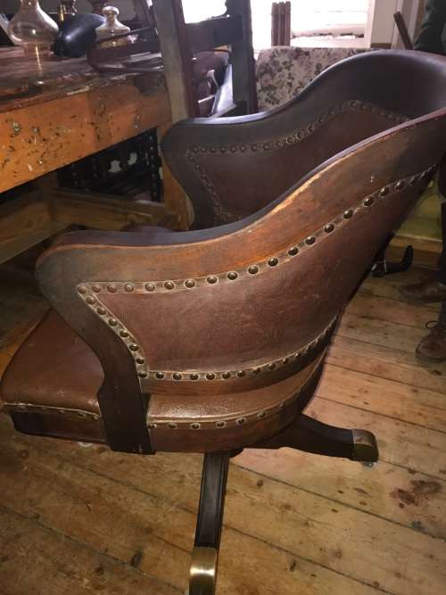 Office Chair: Mahogany and Leather on castors