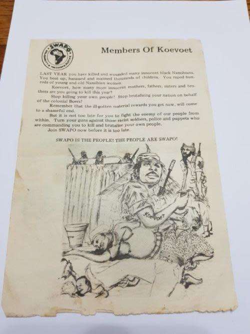 Bushwar :Rare Original SWAPO Propaganda Leaflet against KOEVOET