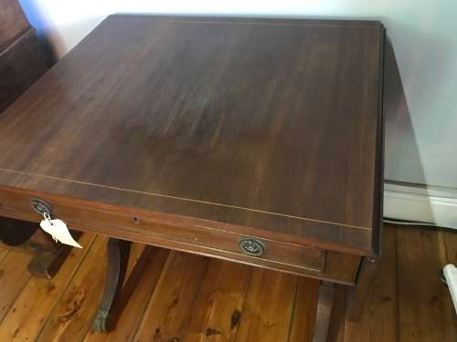 GREAT VICTORIAN MAHOGANY DROPSIDE TABLE ON CASTORS ( 122x 60 x 74 cm )