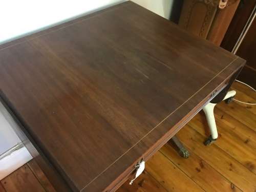 GREAT VICTORIAN MAHOGANY DROPSIDE TABLE ON CASTORS ( 122x 60 x 74 cm )