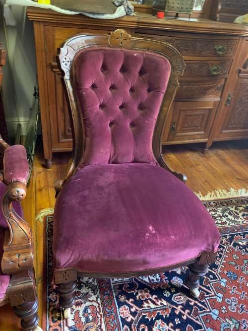 Pair of beautiful Victorian Mahogany Chairs circa 1870 on original castors.