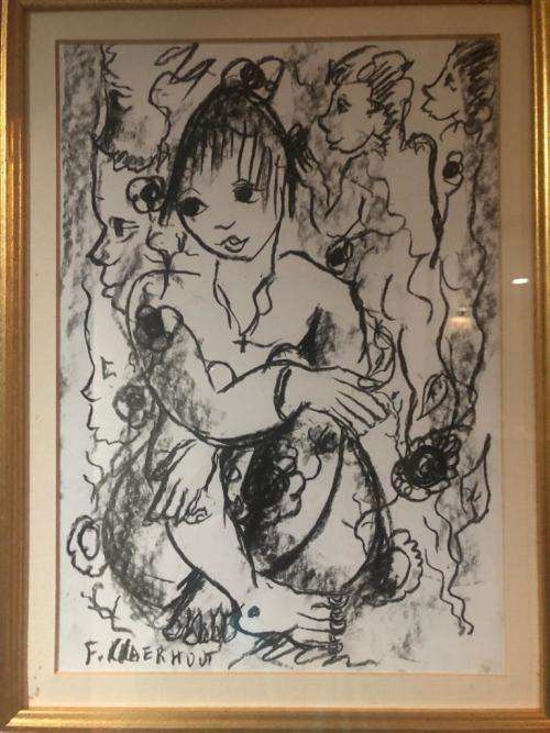 Frans Claerhout Charcoal from the 90s ( 30 x 22 cm without frame)
