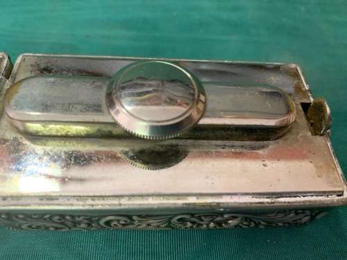 HALLMARKED SILVER BOX WITH OIL WARMER ( 9 X 5 X 4.5 CM )