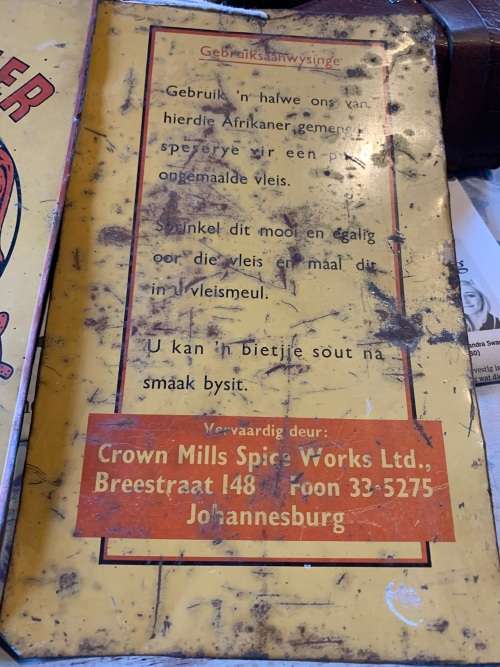 RARE ORIGINAL TIN SIGN EGTE AFRIKANER BOEREWORS SPESERYMENGSEL ( 30 x 18 ,30 x 18 cm )