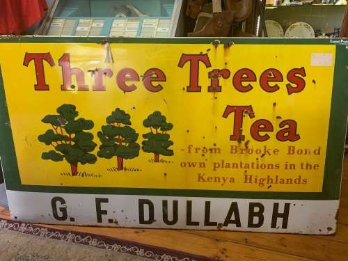 Original Enamel Three Trees Tea Sign  ( 177 x 100 cm )