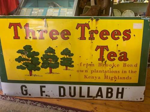 Original Enamel Three Trees Tea Sign  ( 177 x 100 cm )