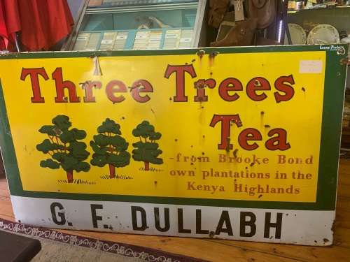 Original Enamel Three Trees Tea Sign  ( 177 x 100 cm )