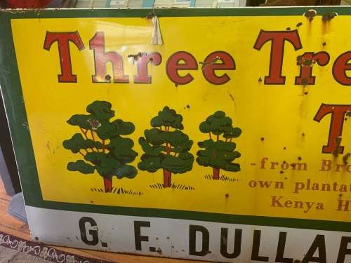 Original Enamel Three Trees Tea Sign  ( 177 x 100 cm )