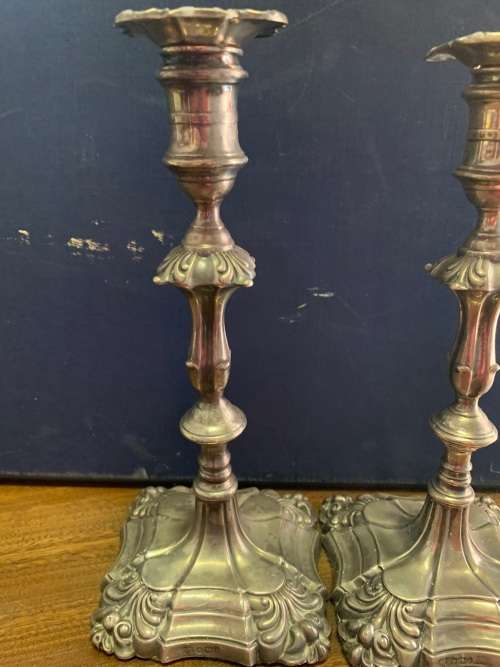Pair of Hallmarked Silver Candlesticks ( 25 cm high )