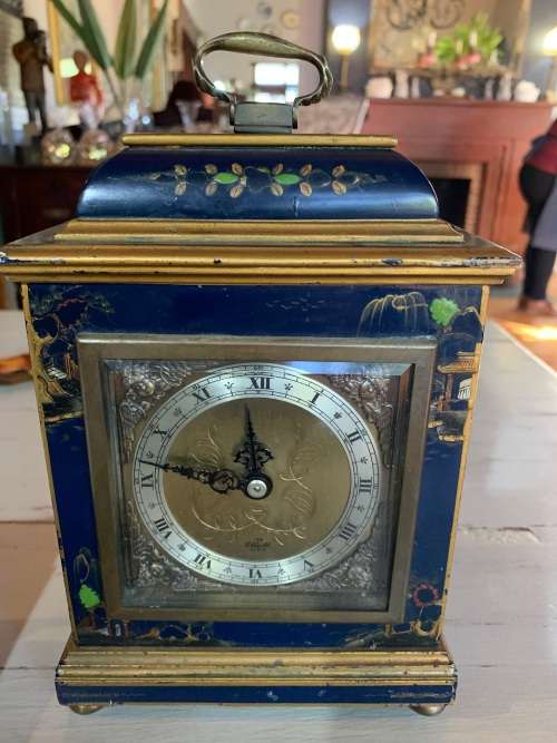 Brass and Enamel Elliot Clock ( Working ) 23 x 15 x 8 cm
