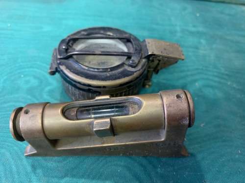 Vintage Brass Compass and Dumpy Level