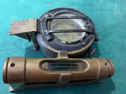 Vintage Brass Compass and Dumpy Level