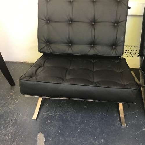 Barcelona Chairs : Pair of reproduction Chairs plus one footstool in good condition