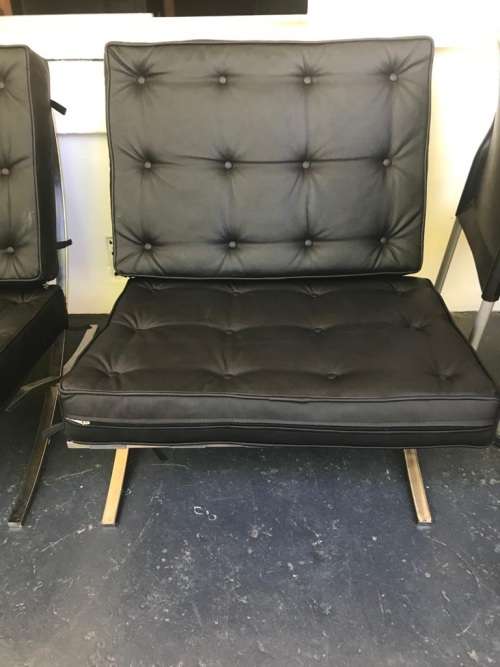 Barcelona Chairs : Pair of reproduction Chairs plus one footstool in good condition