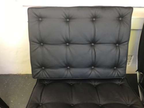 Barcelona Chairs : Pair of reproduction Chairs plus one footstool in good condition
