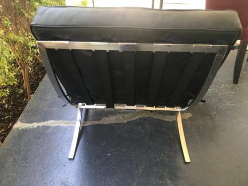 Barcelona Chairs : Pair of reproduction Chairs plus one footstool in good condition