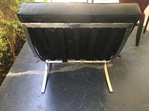 Barcelona Chairs : Pair of reproduction Chairs plus one footstool in good condition