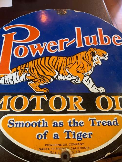 VINTAGE POWERLUBE MOTOROIL ENAMEL SIGN ( 30 cm )