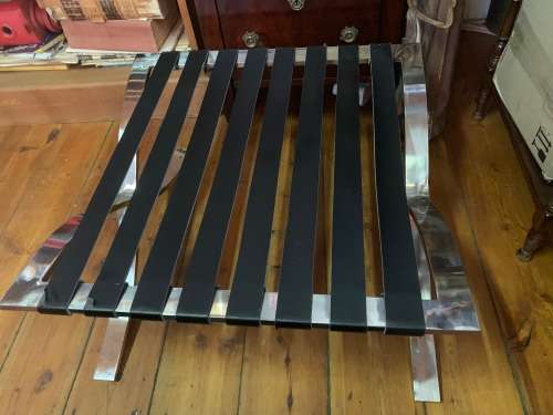 Barcelona Chairs : Pair of reproduction Chairs plus one footstool in good condition