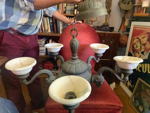 Magnifiscent Brass Ceiling Ligth with Marble Cups ( diameter 70 cm )