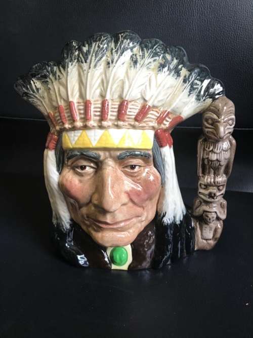 4 ROYAL DOULTON JUGS ( QUEEN VICTORIA , THE INDIAN , SANTA CLAUS , THE LEPRECHAUN )