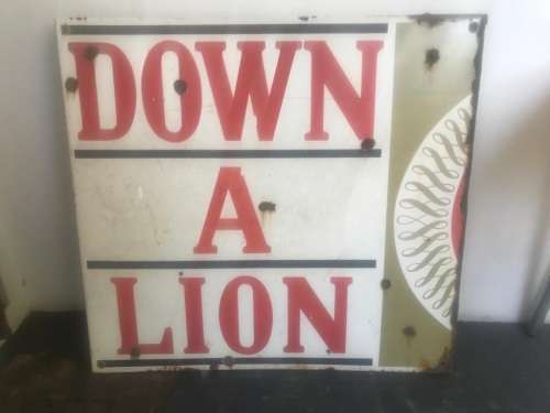 Large Enamel Lion Lager Sign