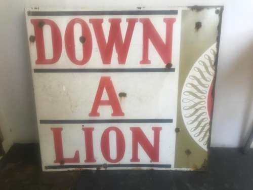 Large Enamel Lion Lager Sign