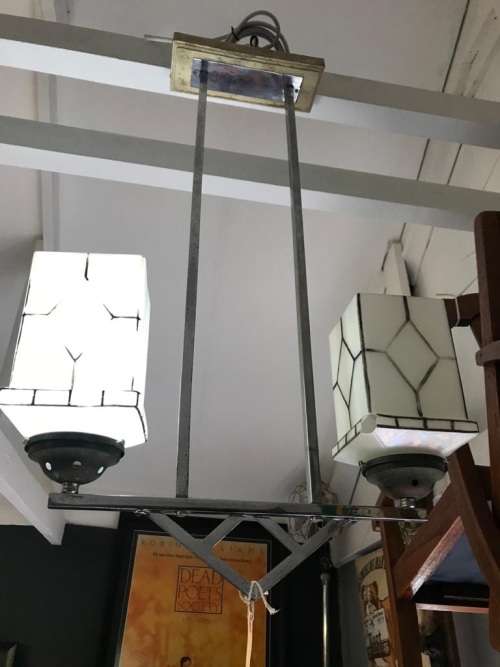 Beautiful Original Art Deco Chrome Ceiling Light