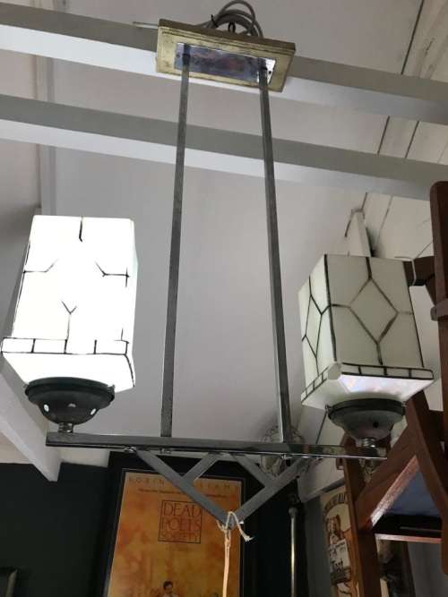 Beautiful Original Art Deco Chrome Ceiling Light
