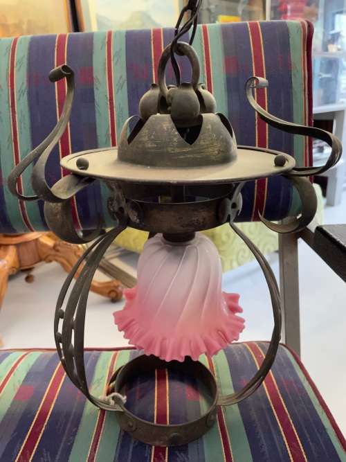 Beautiful Art Nouveau Brass Ceiling Light in good condition ( original item )