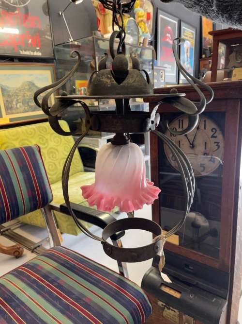Beautiful Art Nouveau Brass Ceiling Light in good condition ( original item )