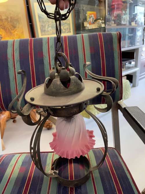 Beautiful Art Nouveau Brass Ceiling Light in good condition ( original item )