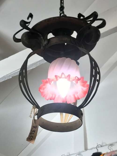 Beautiful Art Nouveau Brass Ceiling Light in good condition ( original item )