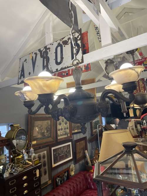 Magnifiscent Brass Ceiling Ligth with Marble Cups ( diameter 70 cm )