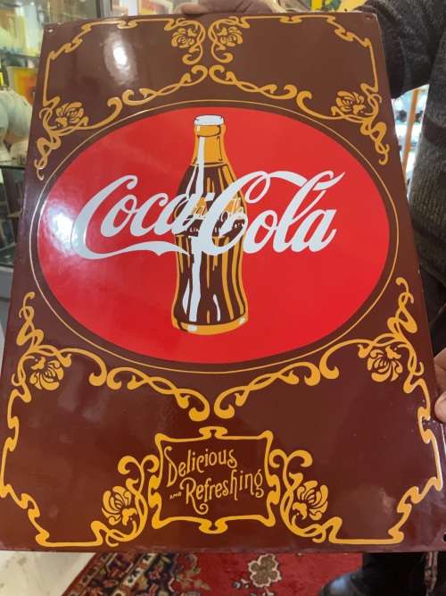 Beautiful Enamel Coke Sign ( 51x 36 cm ) Germany 1980`s
