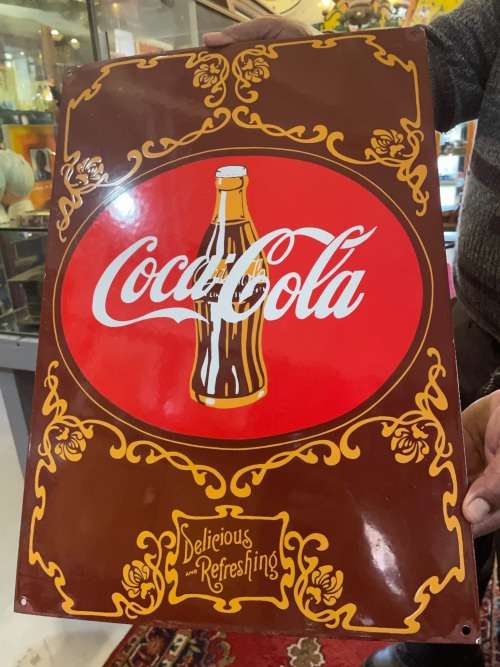 Beautiful Enamel Coke Sign ( 51x 36 cm ) Germany 1980`s
