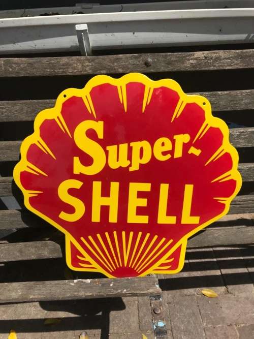 BEAUTIFUL SUPER SHELL ENAMEL SIGN : 50 X 50 CM