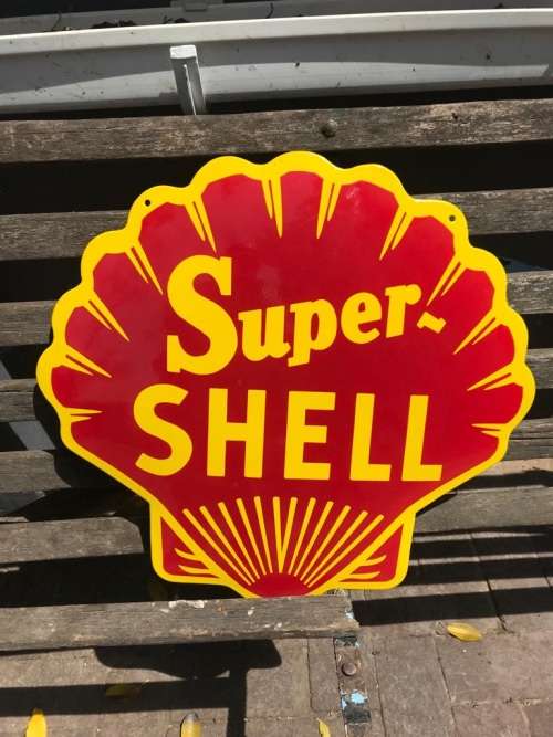 BEAUTIFUL SUPER SHELL ENAMEL SIGN : 50 X 50 CM
