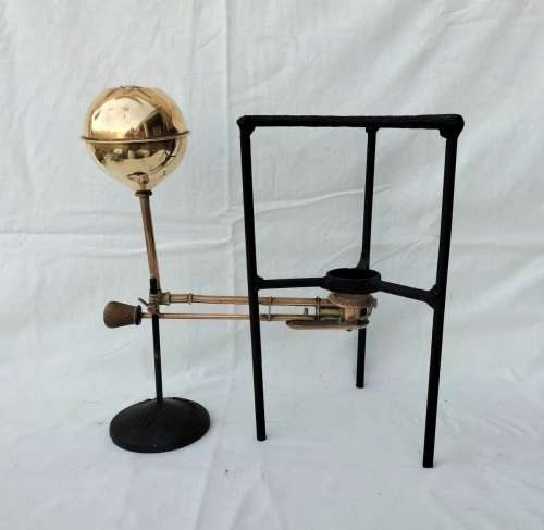 Rare Brass Gustav Barthel Bunsenburner with Tripod ( 38 x 30 cm )